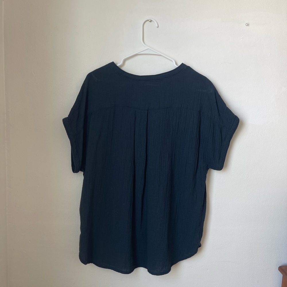 Navy blue cotton gauze top - Picture 5 of 7